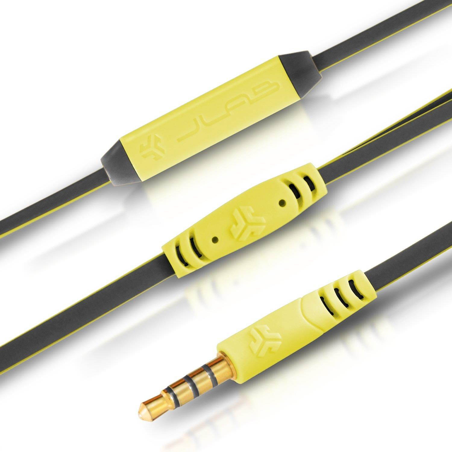 JLAB Diego Earbuds Yellow + Mic and Control Button Answer Calls, Play and Pause, Track Back and Forward Compatible with Apple Android BlackBerry Kindle and All