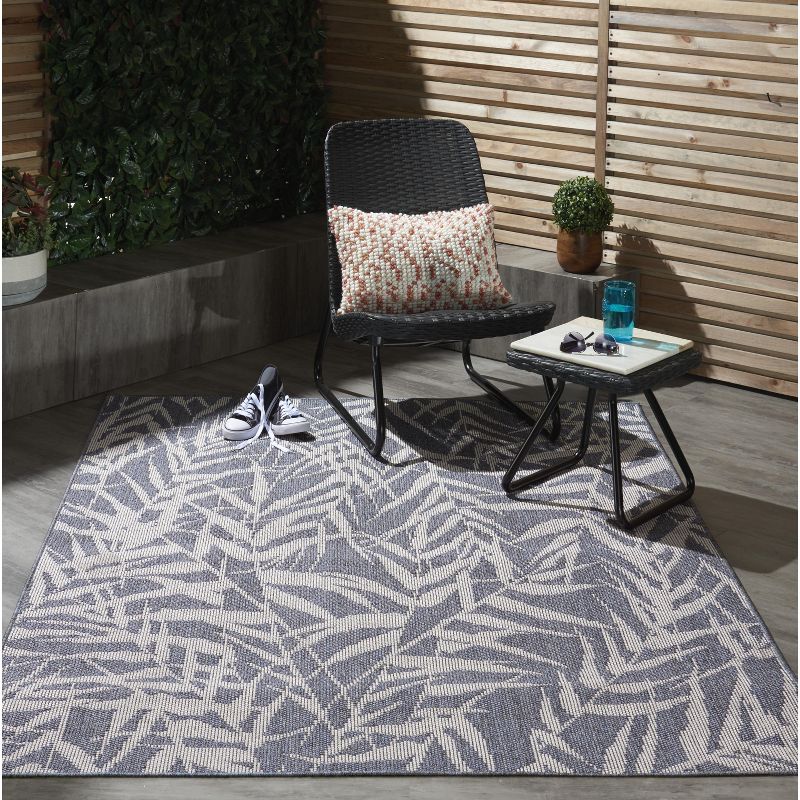 5'3"x7'3" Rectangle Indoor and Outdoor Leaf Area Rug Beige - Nourison