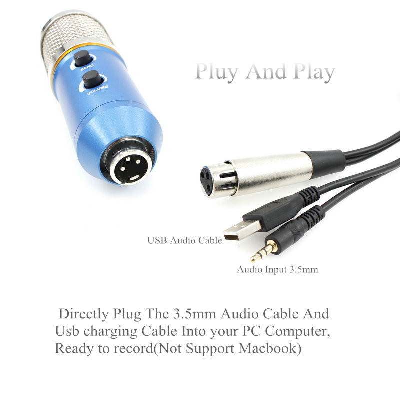 MK-F200FL USB Condenser Microphone With Tripod For Computer Condenser Studio Video Recording Karaoke Mic