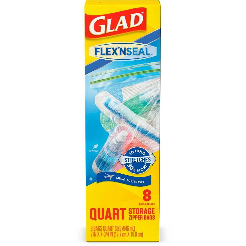 Glad Flex'N Seal Quart Travel Bags - 8ct