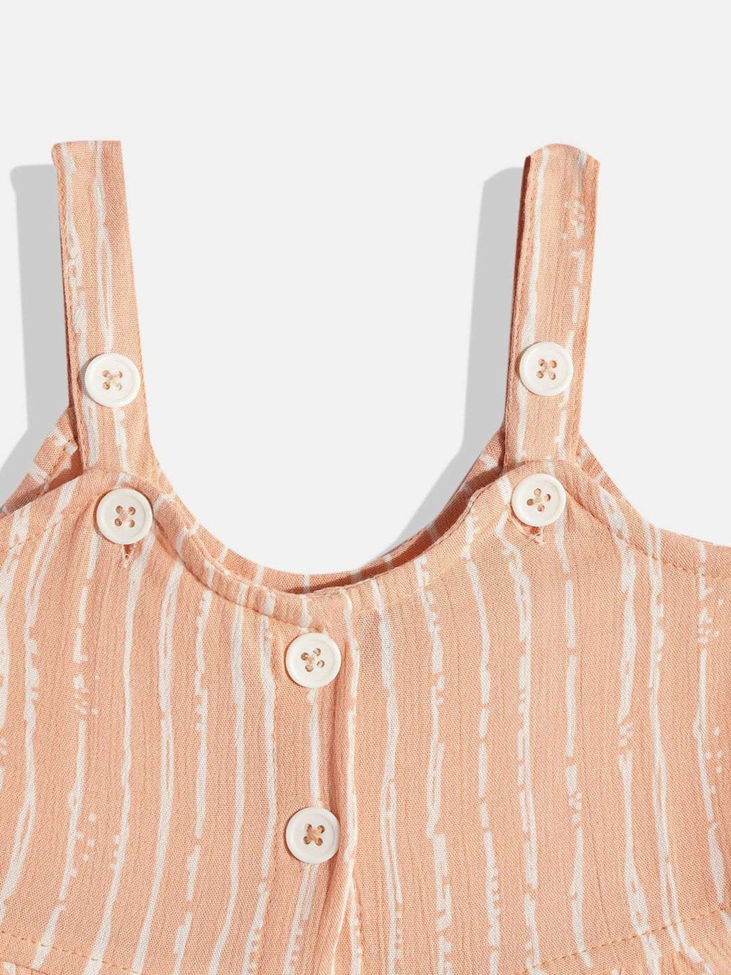 TWISHA Kids Peach & White Printed Jumpsuit Set