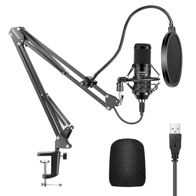 USB Microphone Kit, Plug & Play 192kHz/24-Bit Supercardioid Condenser Mic with Boom Arm and Shock Mount for YouTube Vlogging, Gaming, Podcasting, and Zoom Calls, NW-8000-USB, Black