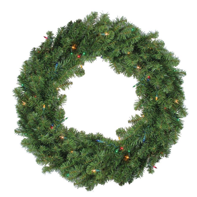 Darice 30" Pre-Lit Canadian Pine Artificial Christmas Wreath - Multi Lights