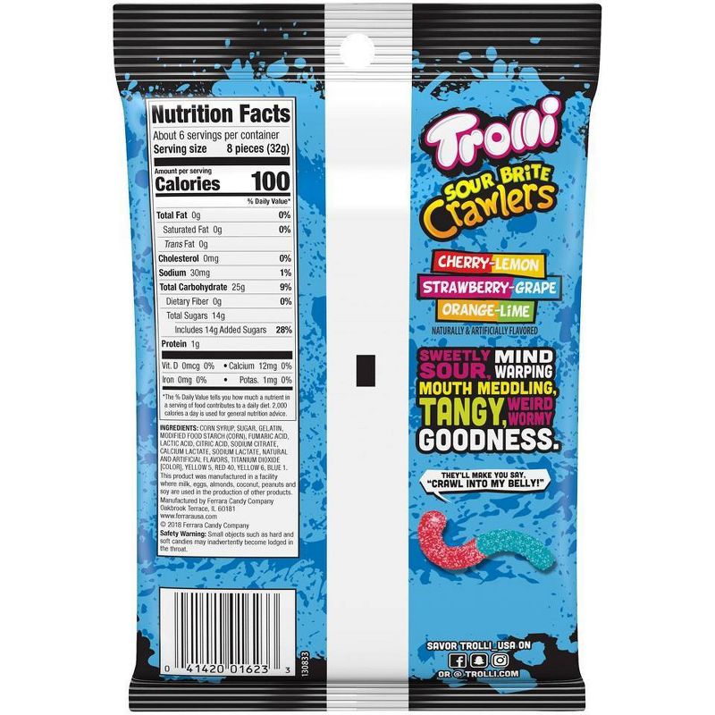 Trolli Sour Brite Crawlers Gummi Worms - 7.2oz