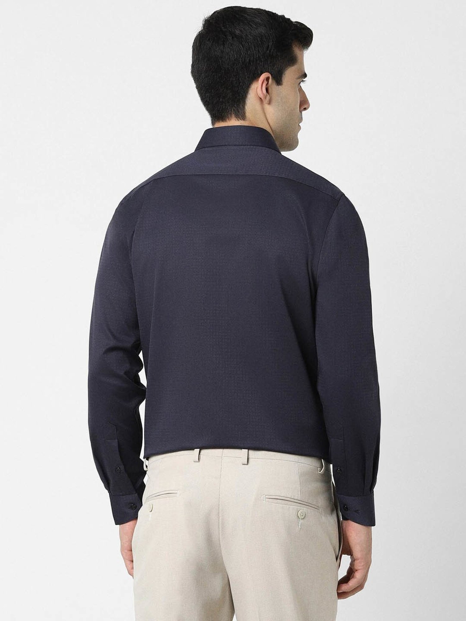 Sojanya Blue Cotton Regular Fit Self Pattern Shirt