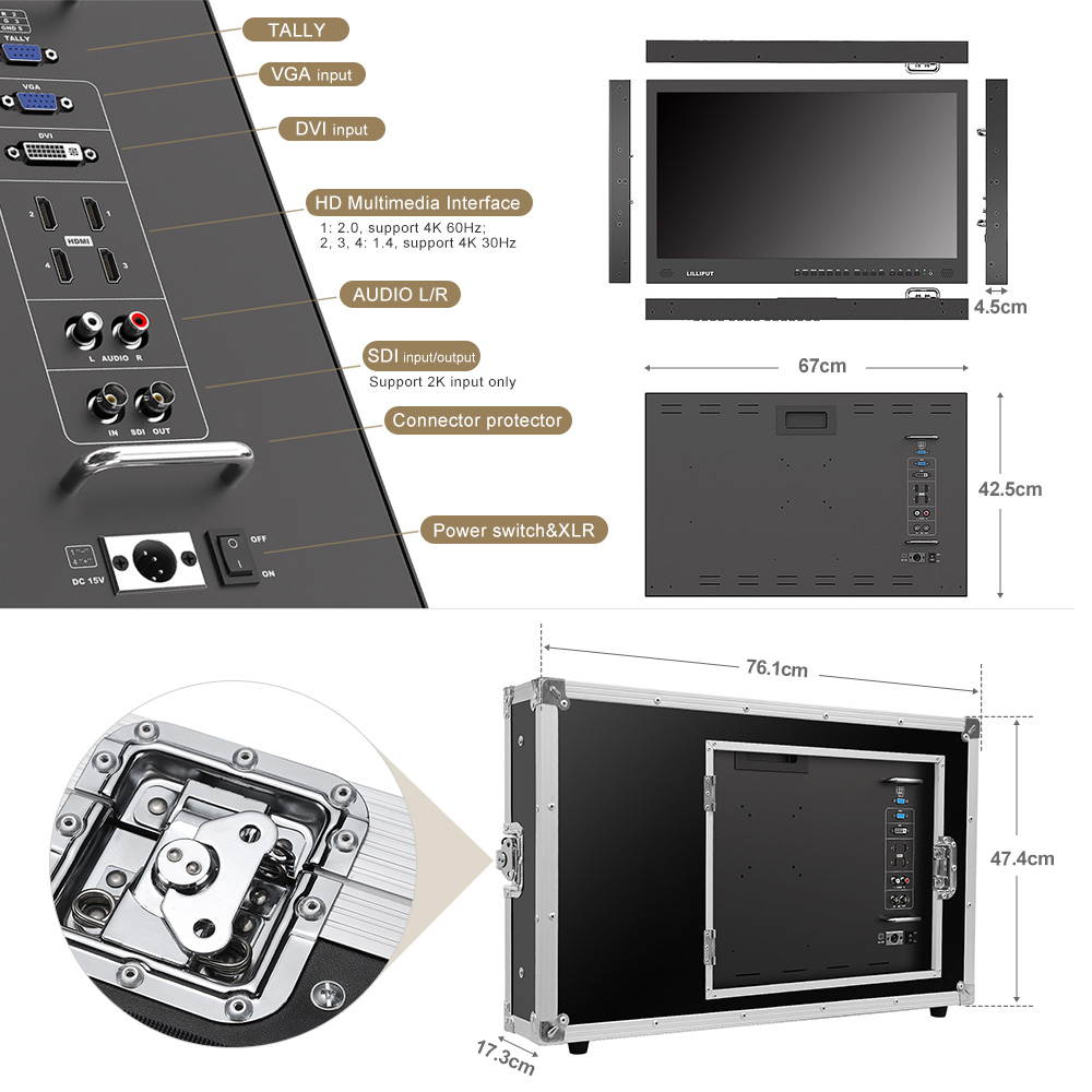 LILLIPUT BM280-4K 28" Broadcast Ultra-HD 4K Video Monitor 3840 * 2160 Resolution 3G-SDI HDMI 1000:1 High Contrast LED Screen with Carrying Case