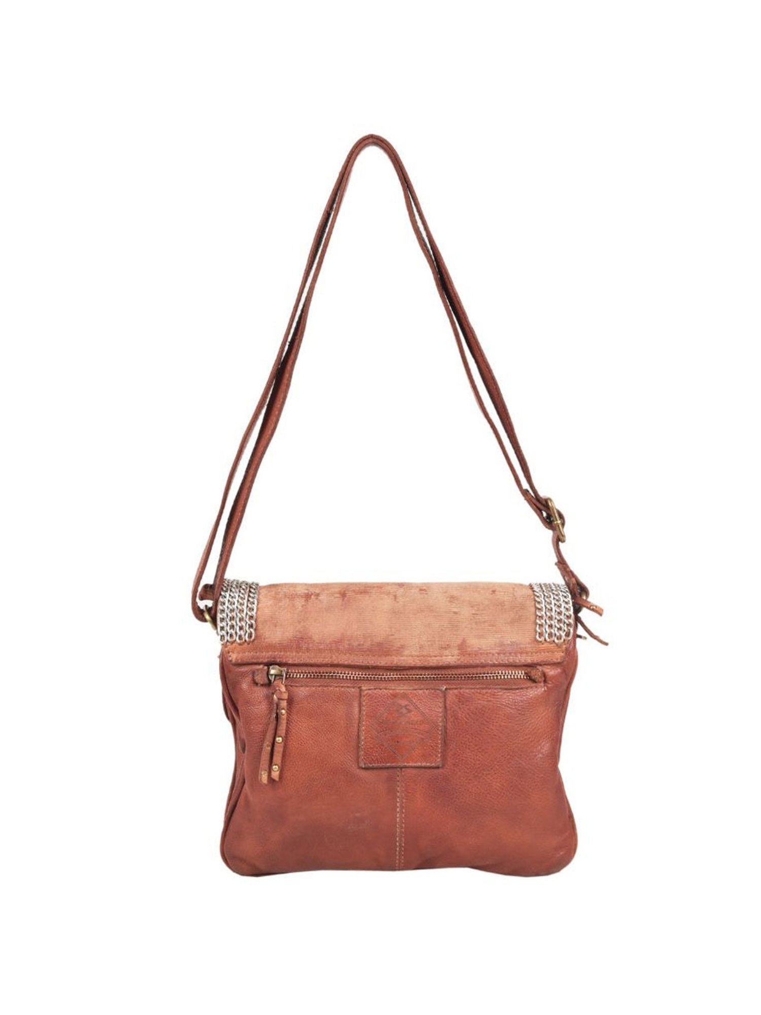 KOMPANERO Helena Tan Leather Textured Sling Handbag