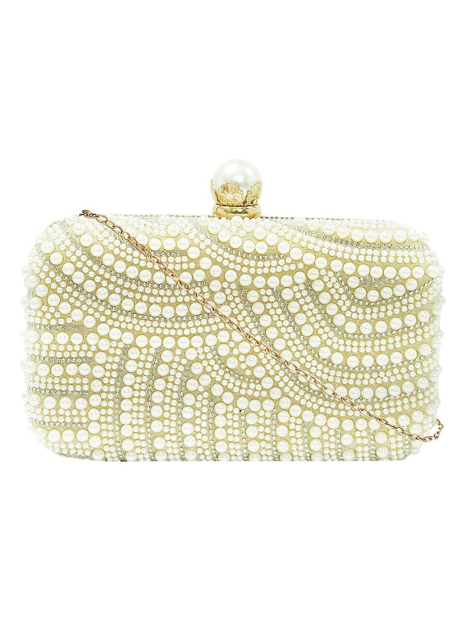 Horra Cream Embellished Clutch
