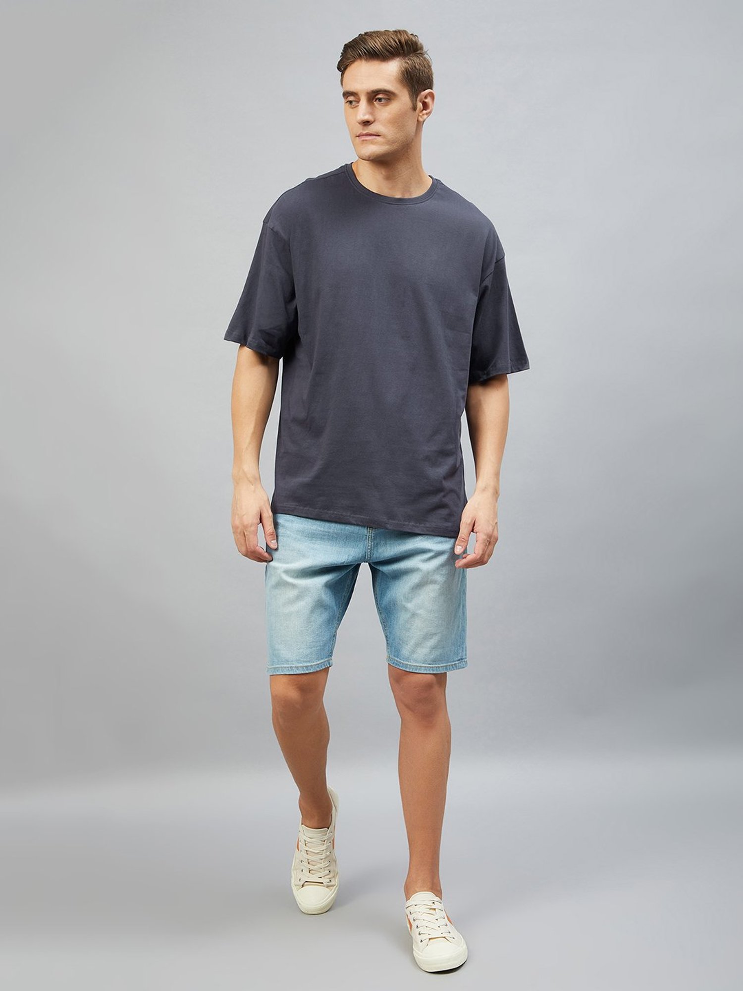 CHIMPAAANZEE Dark Grey Loose Fit Oversized Crew T-Shirt