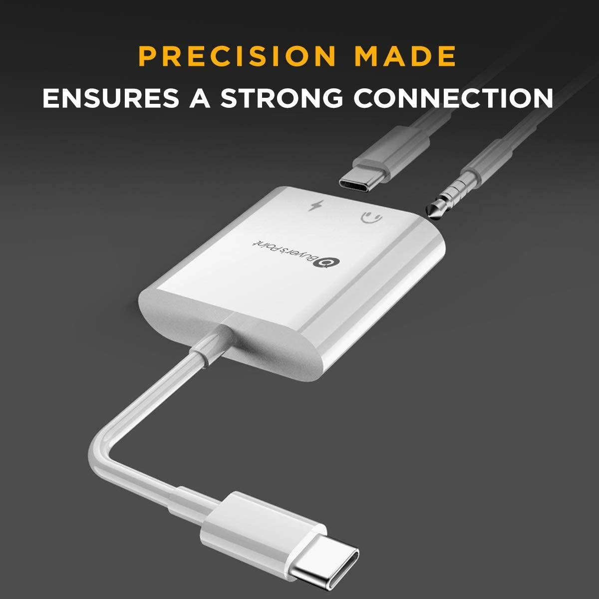 Buyer&rsquo;s Point USB C Headphone Adapter 2 DAC Hi-Res USB C to 3.5MM Audio Headphone Jack Adapter Compatible with Google Pixel2/2XL/3/3XL/5.0/XL 5.5 /Huawei Mate10 Pro/HTC U11 and More - 1 Pack