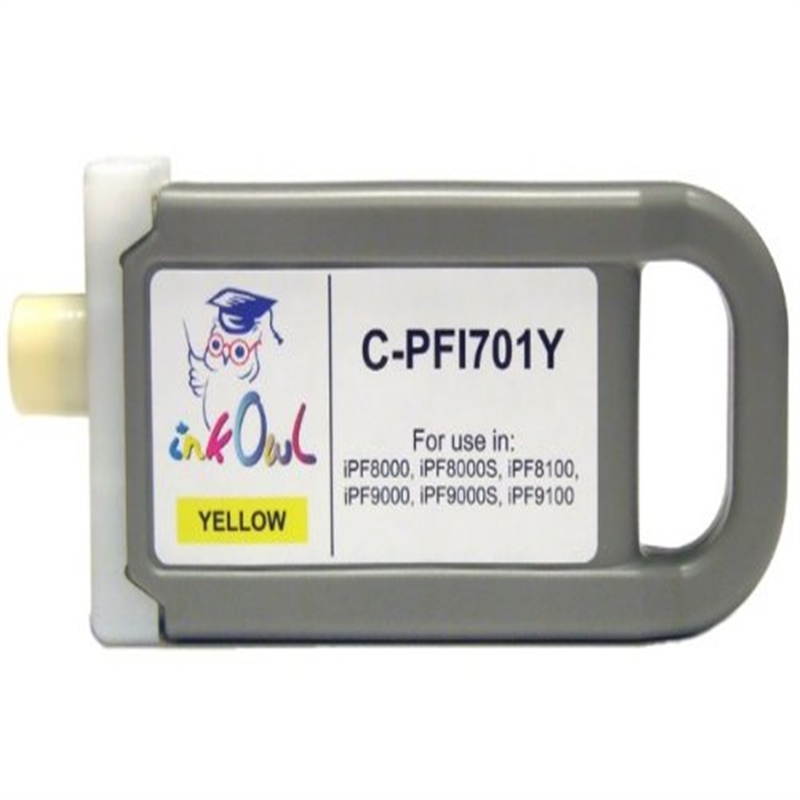 InkOwl Compatible Ink Cartridge Replacement for CANON PFI-701Y (700ml, Yellow) for iPF8000, iPF8000S, iPF8100, iPF9000, iPF9000S, iPF9100 printers