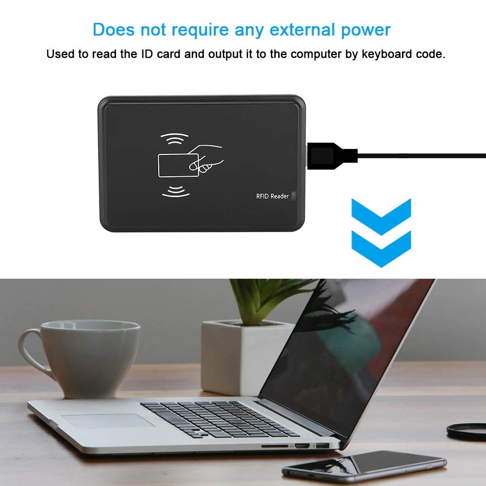 Portable 125KHz ID Card Reader Drive-Free with USB Cable Support for Windows System