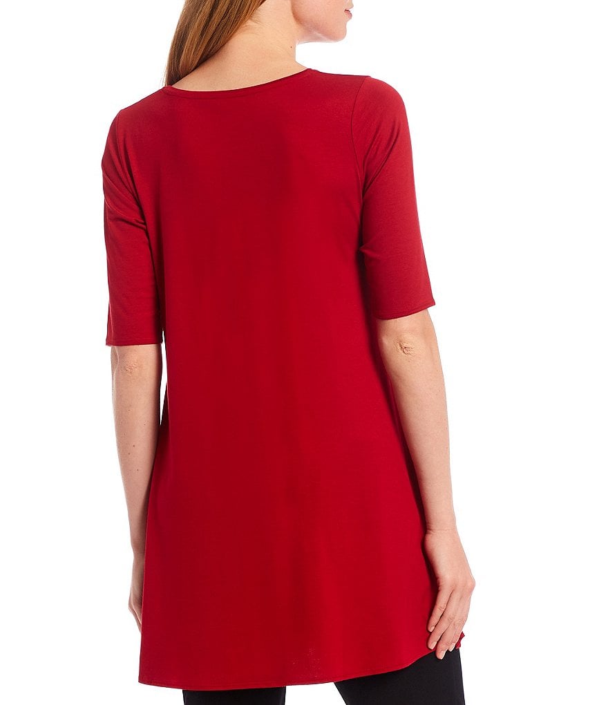 Eileen Fisher Jersey Elbow Sleeve Scoop Neck Tunic