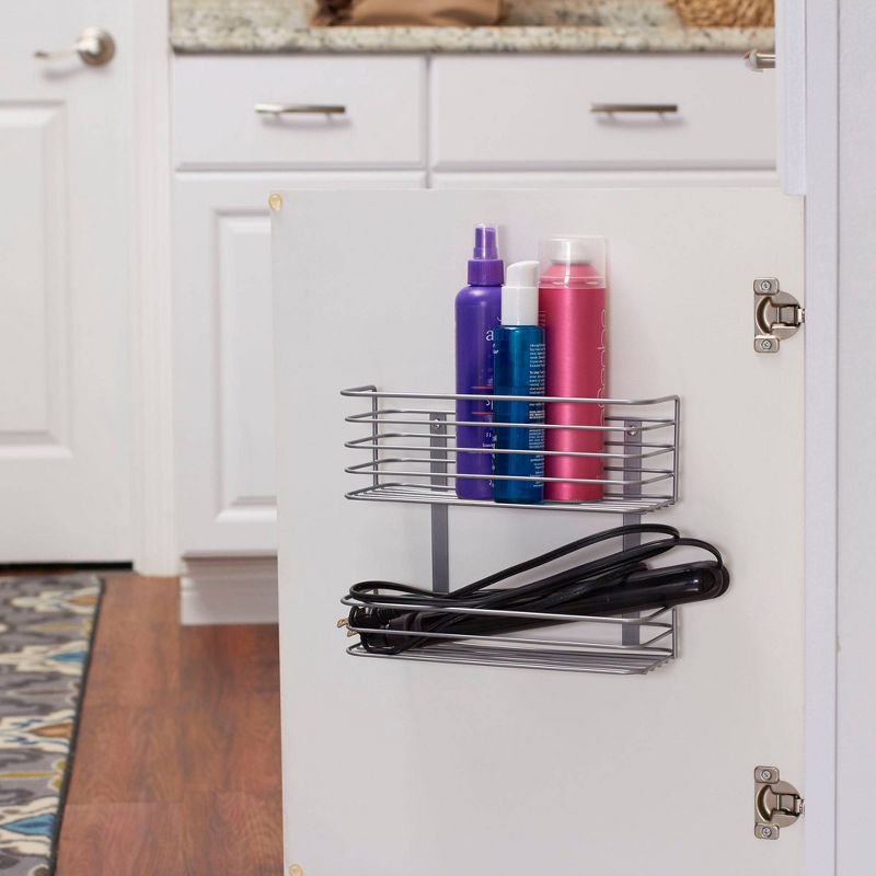 Household Essentials 2 Tier Basket Organizer Door Mount Nickel