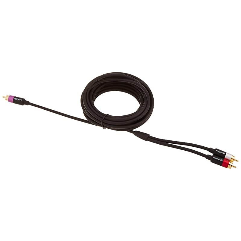 1Male to 2Male RCA Audio Stereo Subwoofer Cable 15 Feet