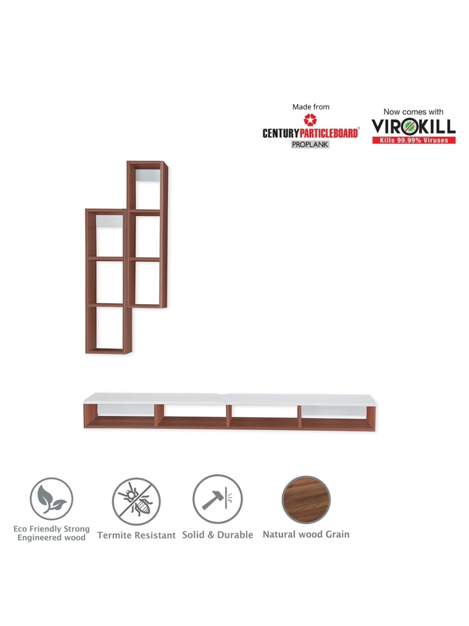 Delite Kom Flex Flowery Wenge & Acacia Dark Engineered Wood TV Entertainment Unit