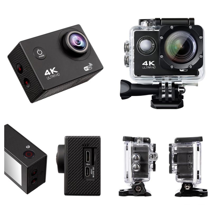Waterproof HD sports camera, 1080P full 170&deg; wide angle gopro4K HD sports camera with WIFI transport 30 meters waterproof--white