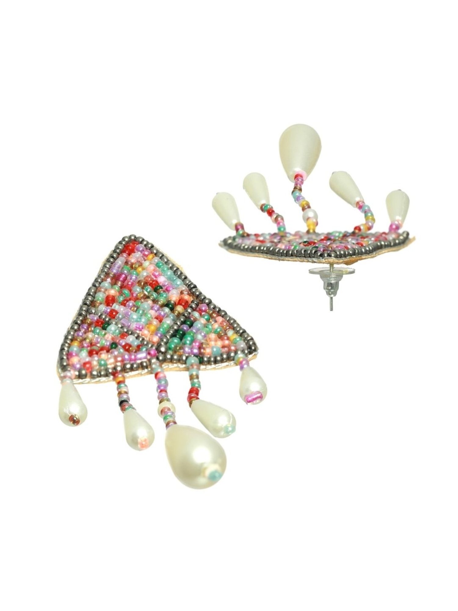 Aatmana Multi Pearl-Studded & Beaded Tasselled Choker Necklace & Earring Set