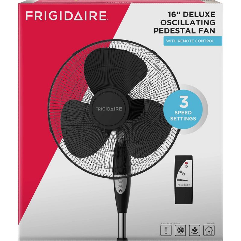 Frigidaire 16" Deluxe Pedestal Fan with Remote Control Black