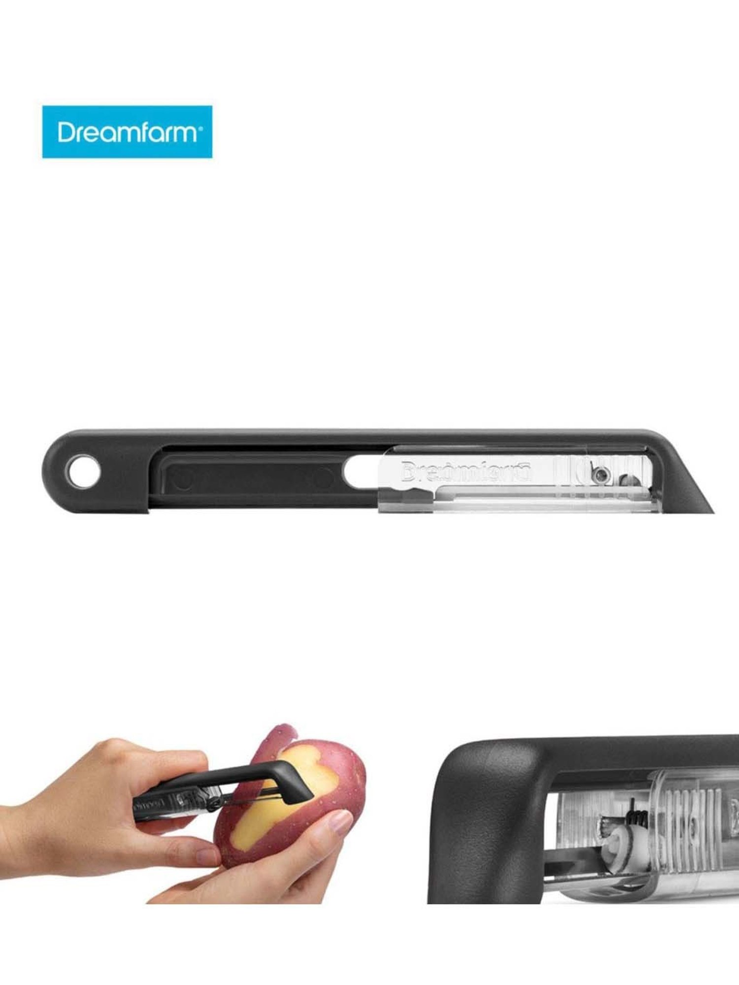 Dreamfarm Black Medium Self Sharpening Vegetable Peeler