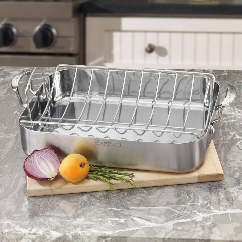 Cuisinart MultiClad Pro 16" Tri-Ply Stainless Steel Roasting Pan & Stainless Rack - MCP117-16BR