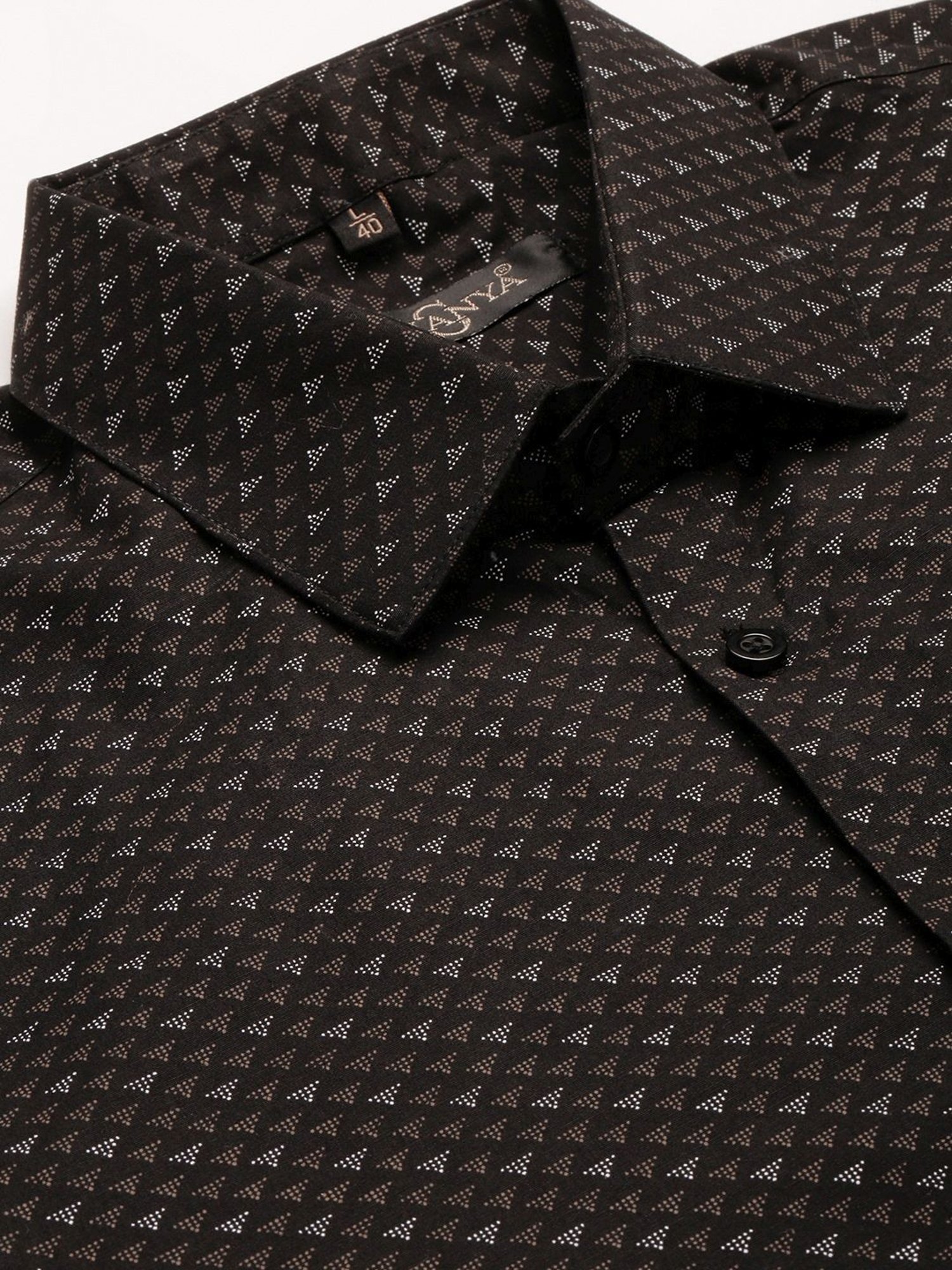 Sojanya Black Cotton Regular Fit Printed Shirt