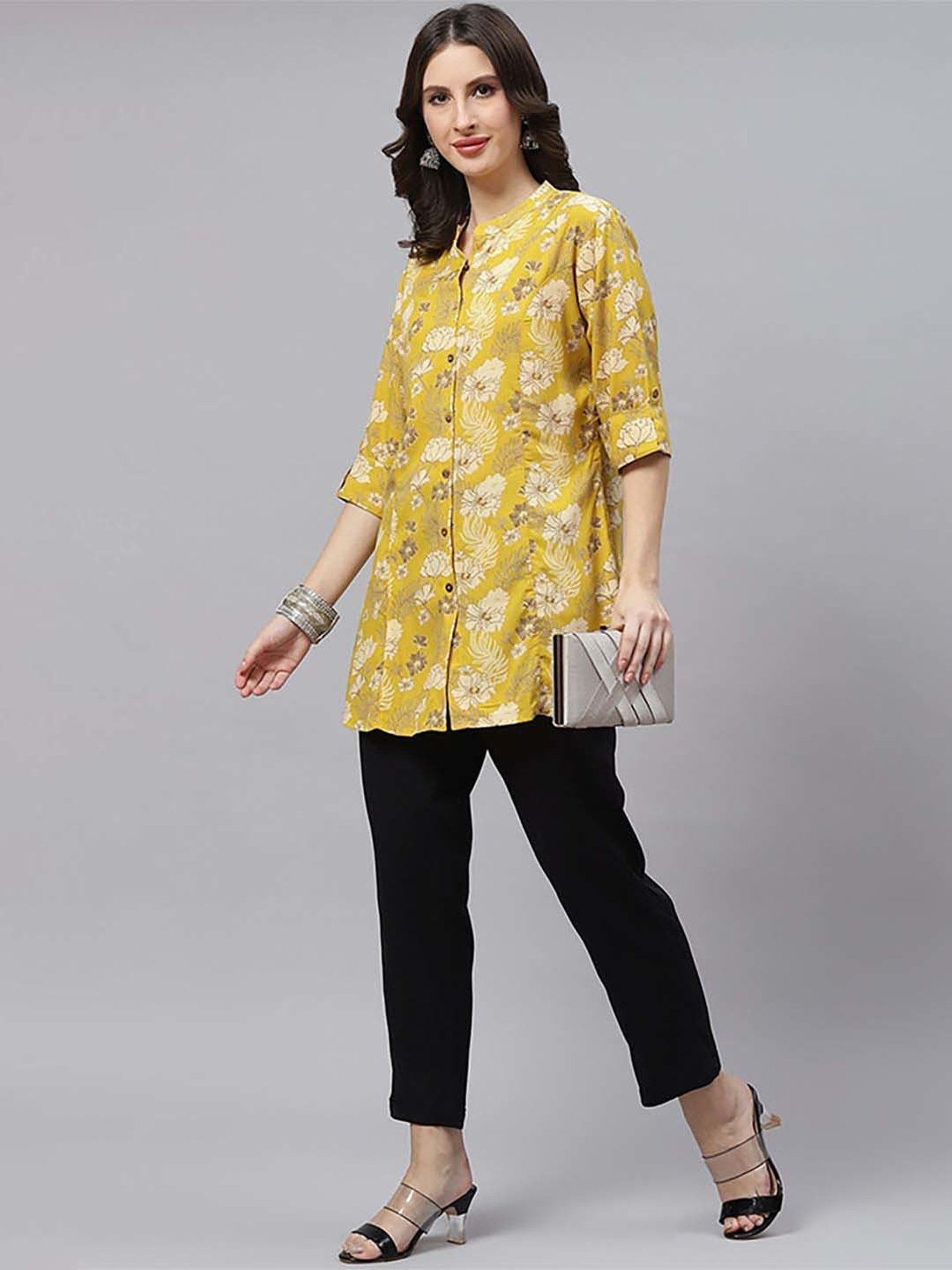 Divena Mustard Floral Print Tunic