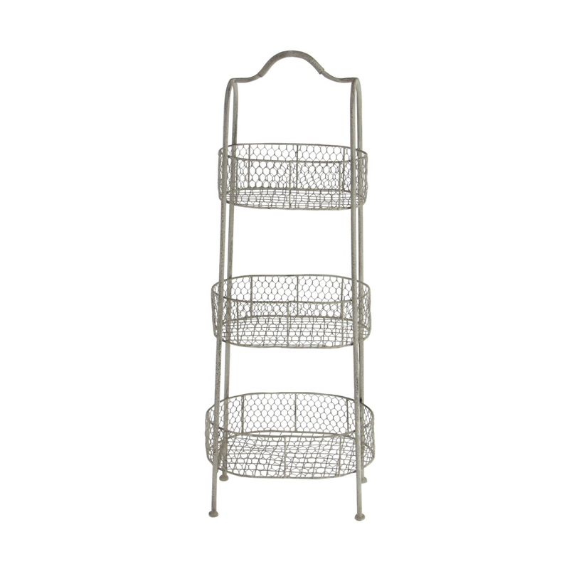 41" 3 Tier Rustic Farmhouse Iron Basket Stand - Olivia & May