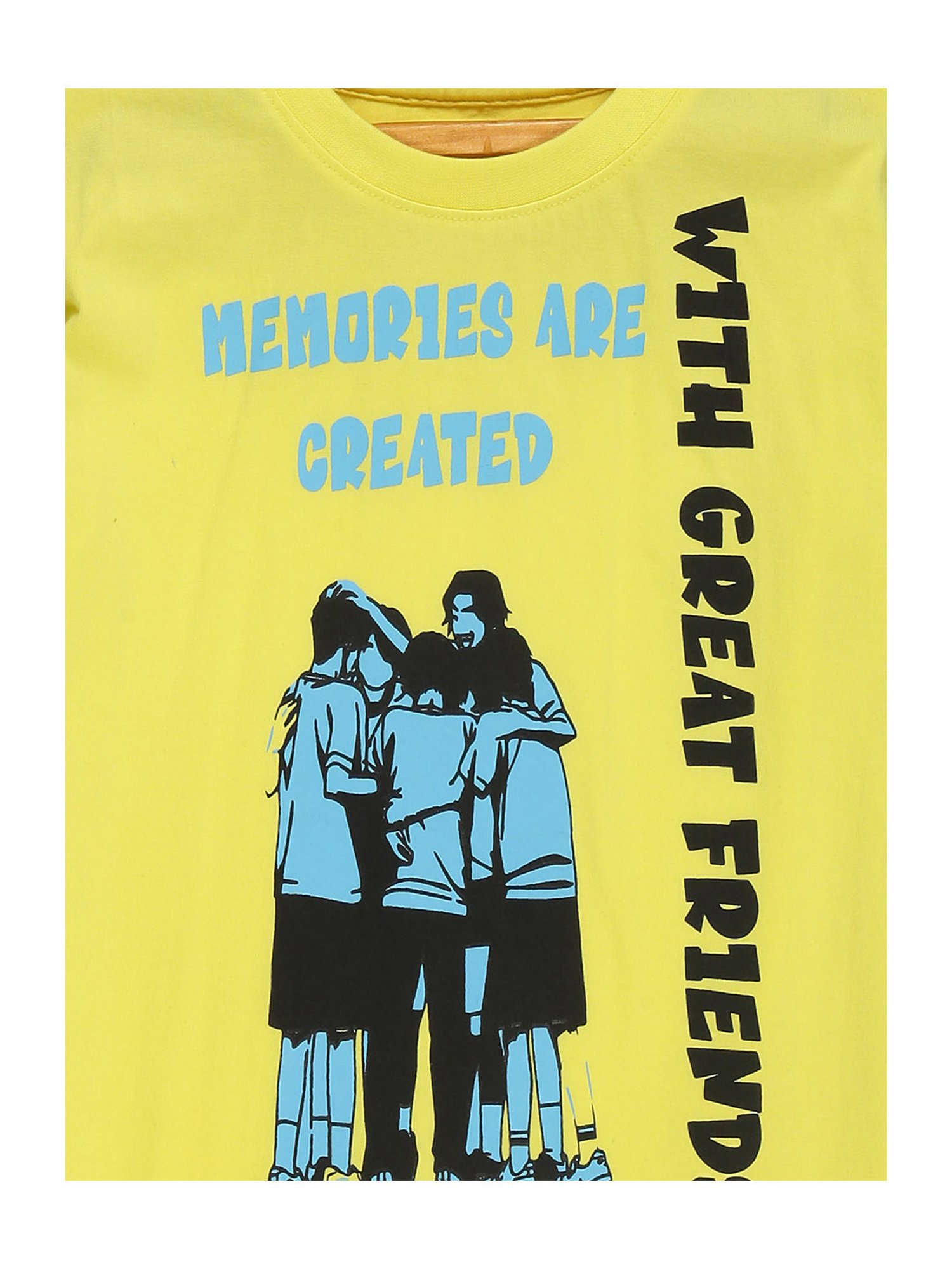 Kiddopanti Kids Lime Yellow & Royal Blue Printed T-Shirt (Pack Of 2)