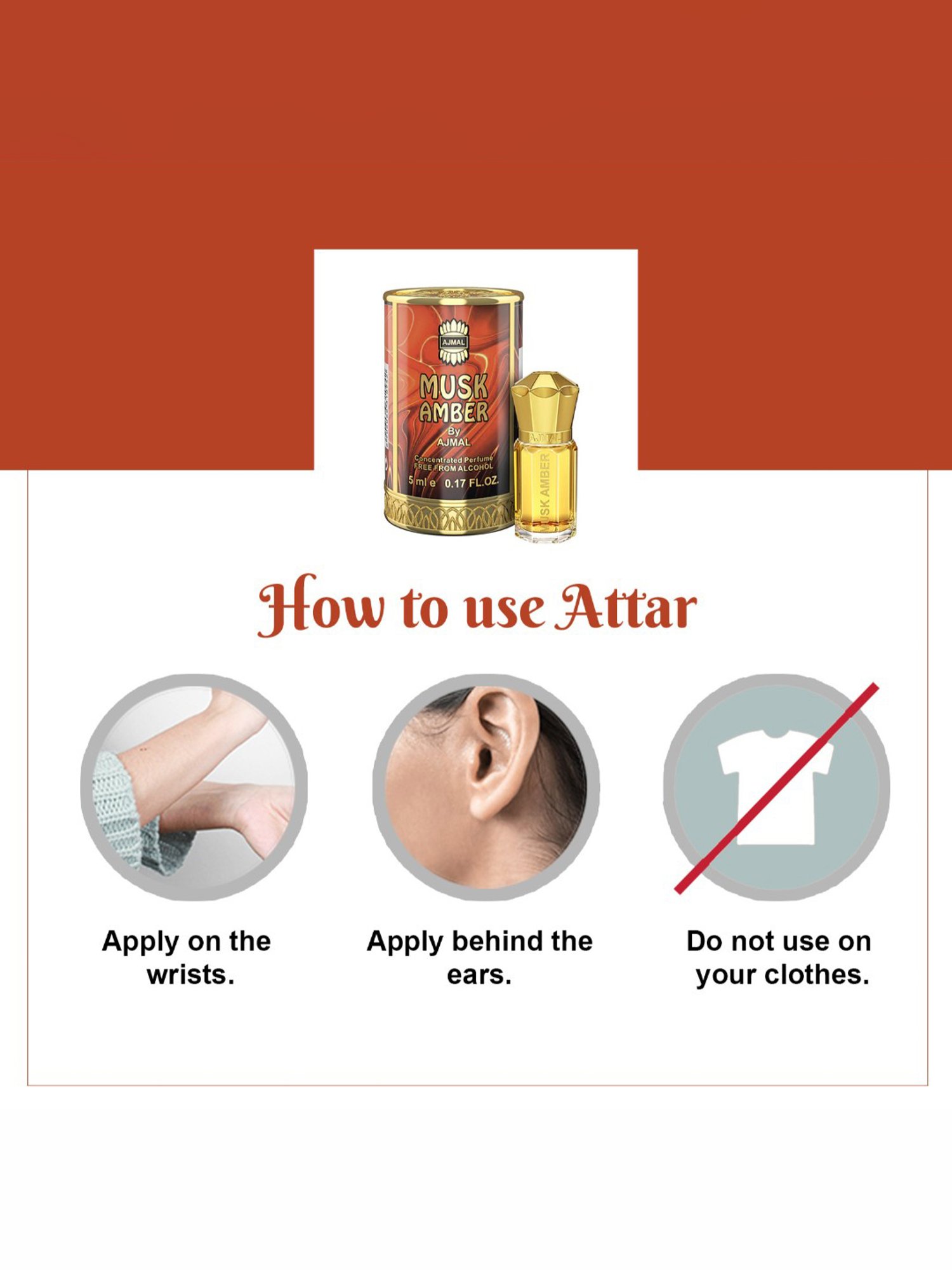 Ajmal Musk Amber Concentrated Perfume for Men  - 5 ml