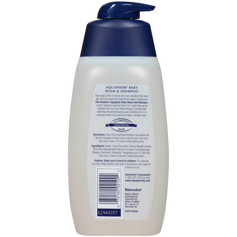 Aquaphor Baby Wash and Shampoo Tear-free & Mild for Sensitive Skin - 16.9 fl oz