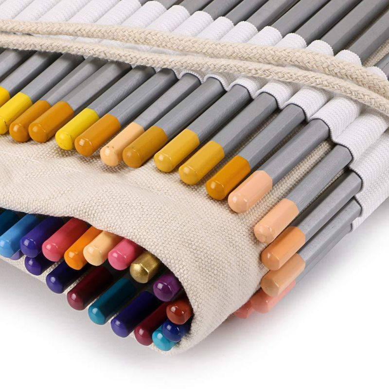 BTSKY Canvas 108 Slot Pencil Roll Wrap-Pencil Pouches Holder Fit for Prismacolor Premier Colored Pencils (108 Slots Rose Clock)