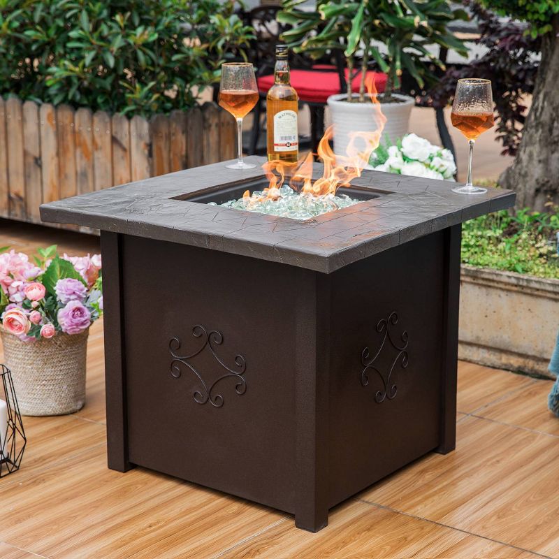30" Steel Fire Pit Table with Cover - Nuu Garden
