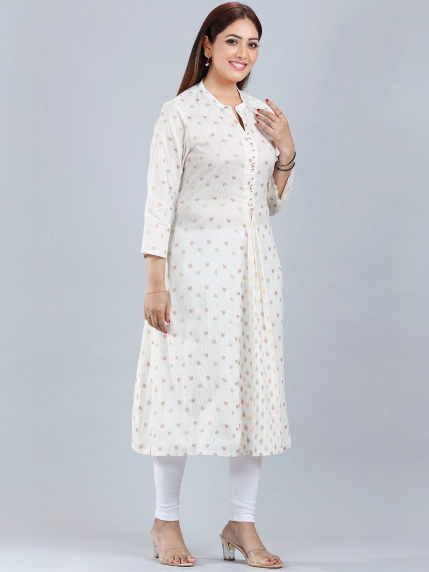 Cotton Culture Cream Cotton Printed A Line Kurta