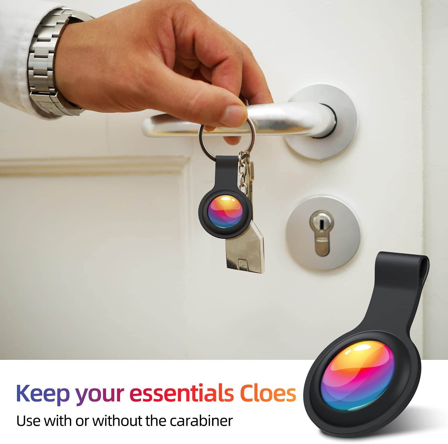 Clear Case for Apple Air Tag 2021 Car Keys Finder AirTags Full Body Protection Tracker AirTag Clip Small Keychain Ring Protector Mini Key Loop Holder Pets Dog Collar Tags Free Protective Film 1 Pack