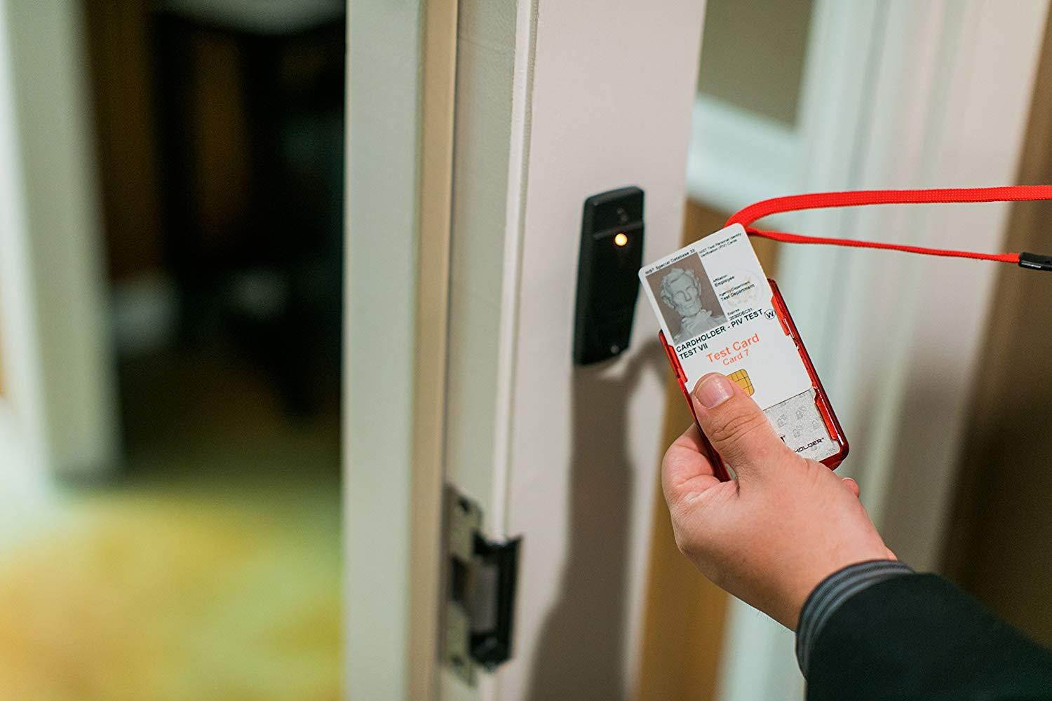 RFID Blocking Badge Holder DuoLite by ID Stronghold - FIPS Approved Badge Holder - 100% USA Made (Red)