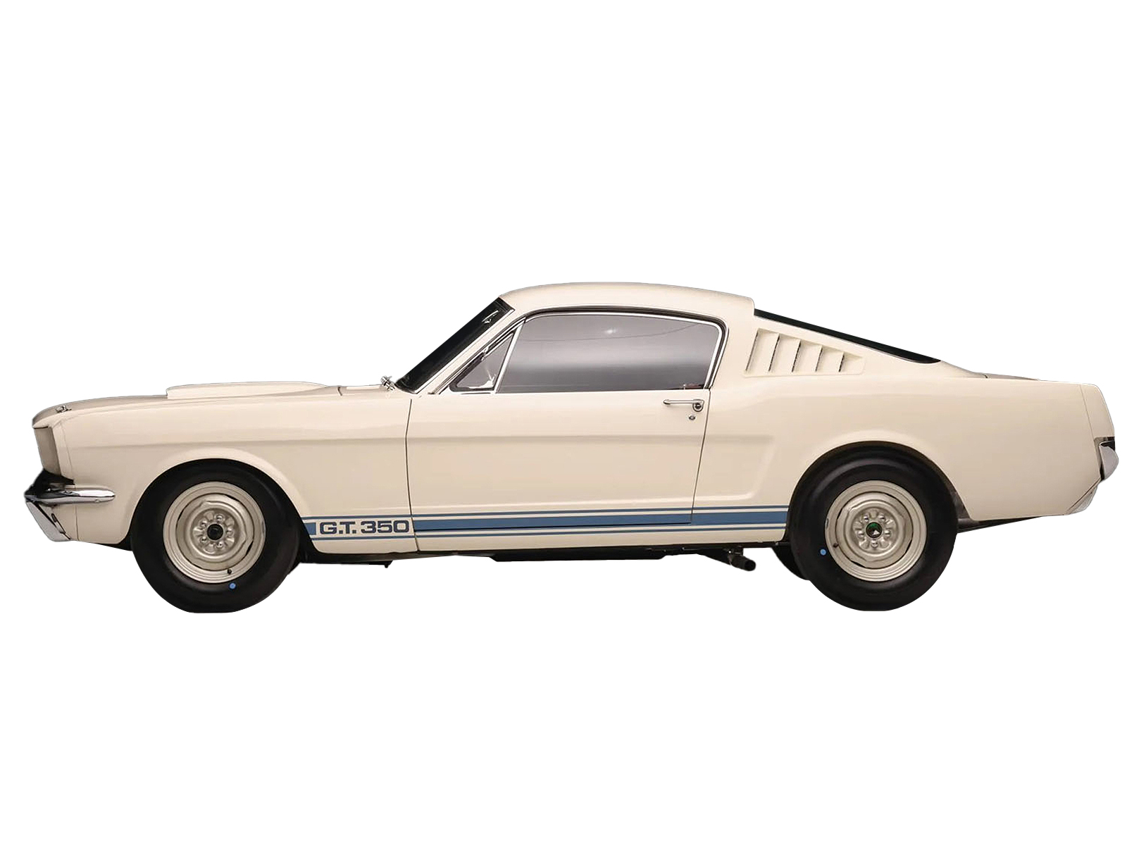 1965 Shelby GT350 White with Blue Side Stripes "Snake on a Plane" Limited Edition to 414 pieces Worldwide 1/18 Diecast Model Car by ACME