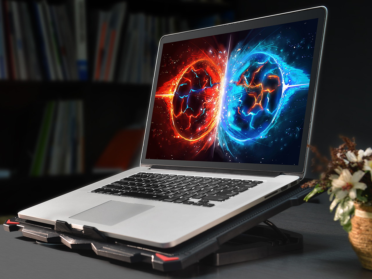 AICHESON Laptop Cooling Pad 5 Fans Up to 17.3 Inch Heavy Notebook Cooler, LED Lights, 2 USB Ports, S035