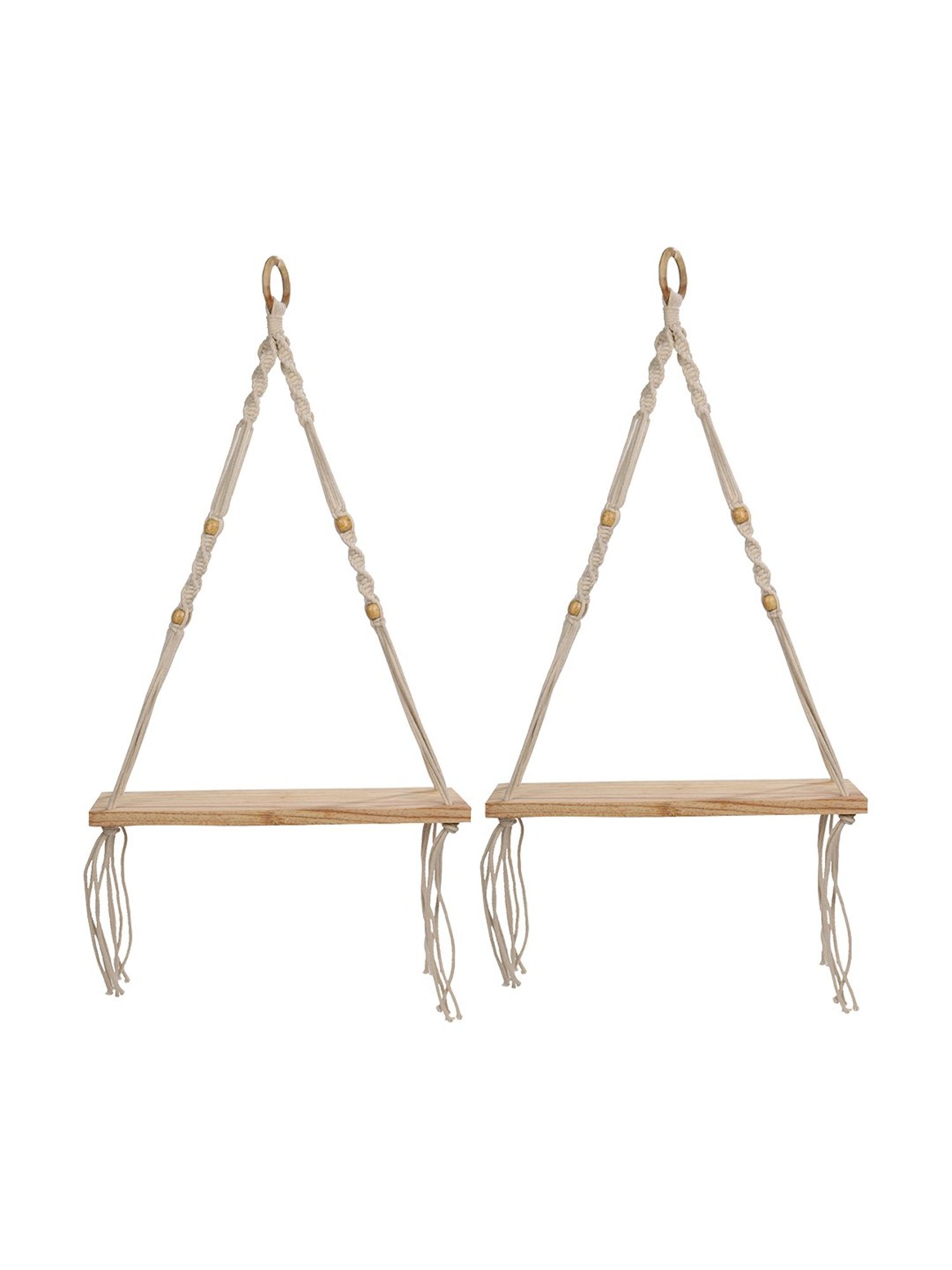Homesake Beige Fabric Wall Hanging Shelf - Set of 2