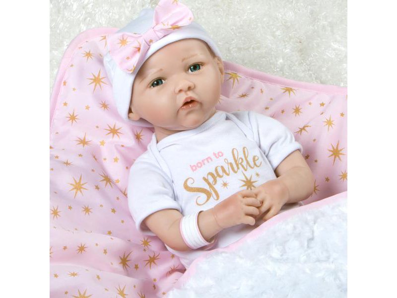 Paradise Galleries Reborn Baby Doll in Silicone-like Vinyl, 19 inch Newborn Girl Baby Bundles: Born To Sparkle, 7-Piece Ensemble