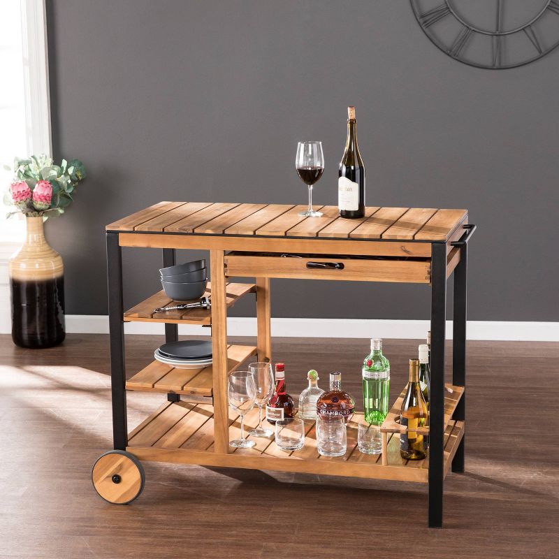 Slat Top Serving Cart - Gray - Apollo Outdoor