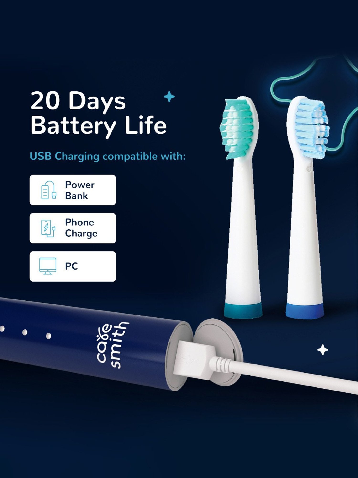 Caresmith SPARK CS009 Rechargeable Electric Toothbrush (Blue)