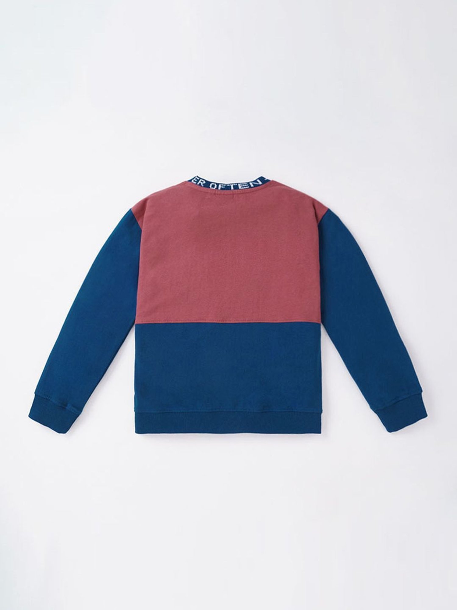 Ed-a-Mamma Kids Blue & Pink Cotton Color Block Full Sleeves Sweatshirt