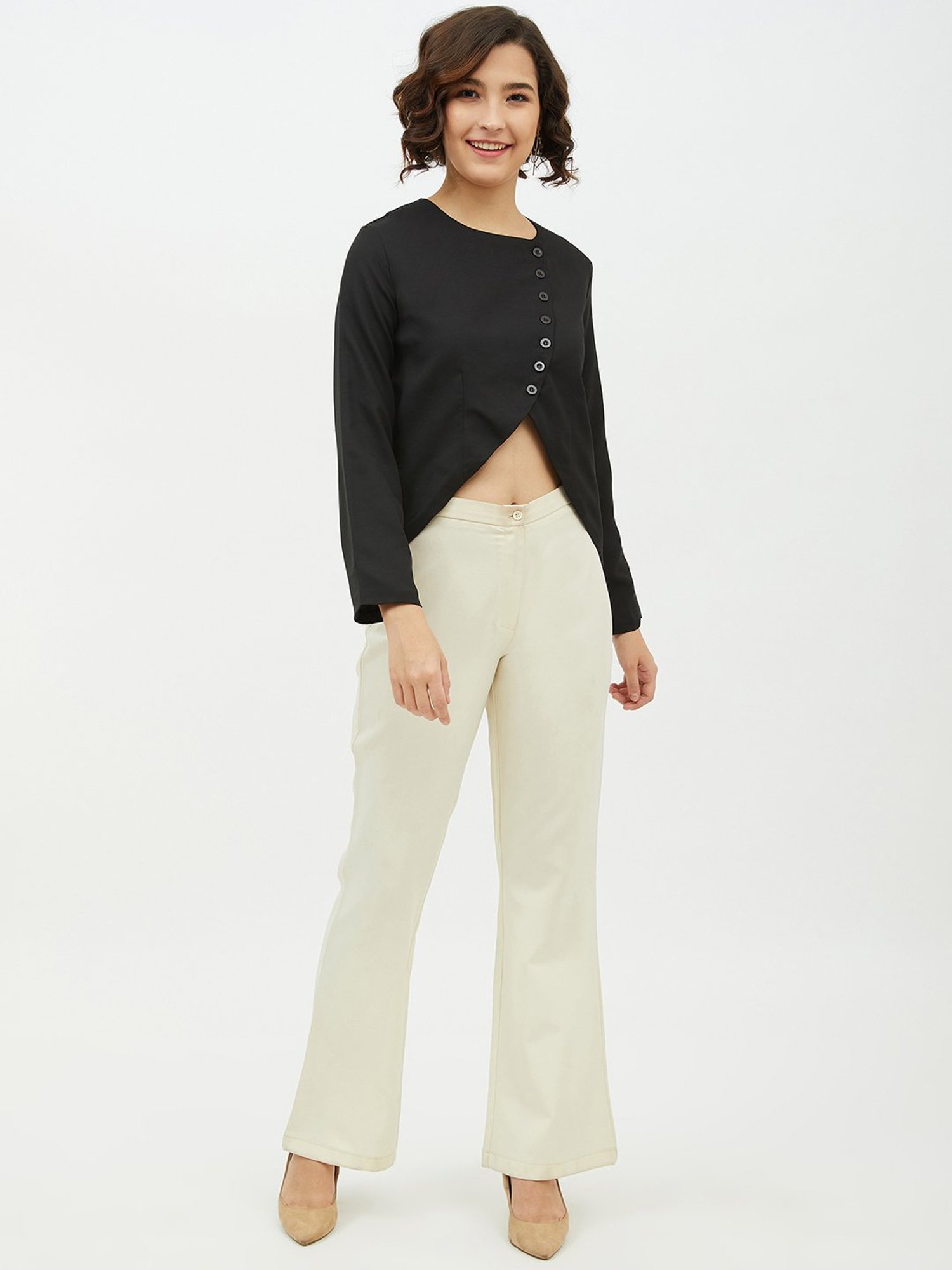 StyleStone Black Top With Diagonal Button