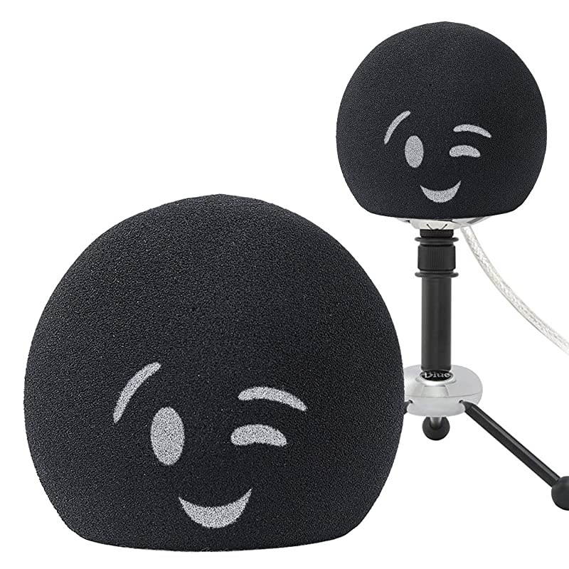 Blue Snowball Pop Filter Customizing Microphone Windscreen Foam Cover for Improve Blue Snowball iCE Mic Audio Quality Smile