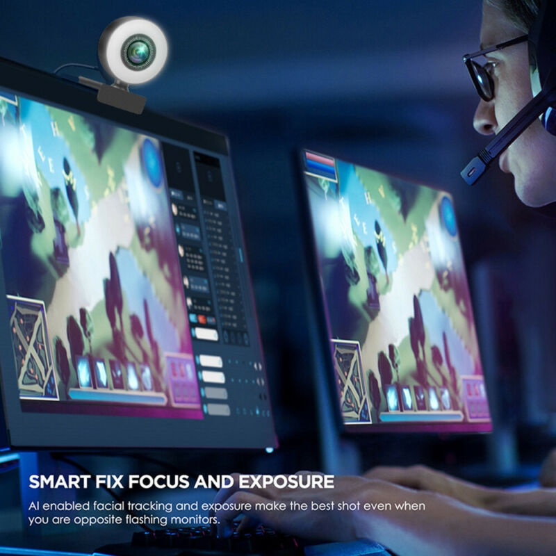 Vicabo 2K Quad HD Webcam for PC Computer 1440P QHD Camera, USB Web Cam Buit-in Microphone, Expandable Tripod, Touch Switch Light, for Skype, Zoom, Streaming, Teleconference etc.