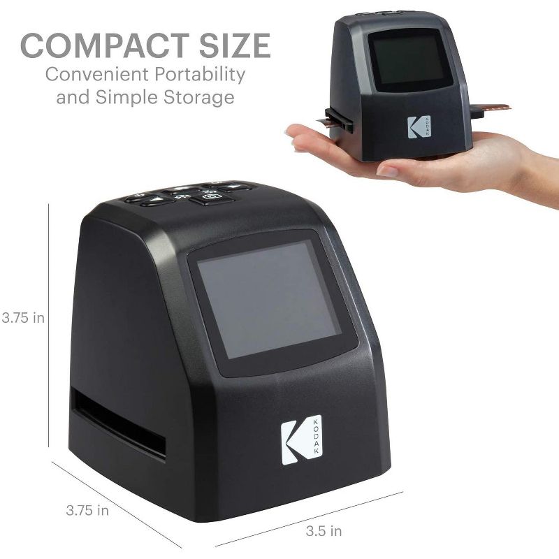KODAK Mini Digital Film & Slide Scanner &ndash; Converts 35mm, 126, 110, Super 8 & 8mm Film Negatives & Slides to 22 Megapixel JPEG Images &ndash; Includes - 2.4 LCD Screen &ndash; Easy Load Film Adapters