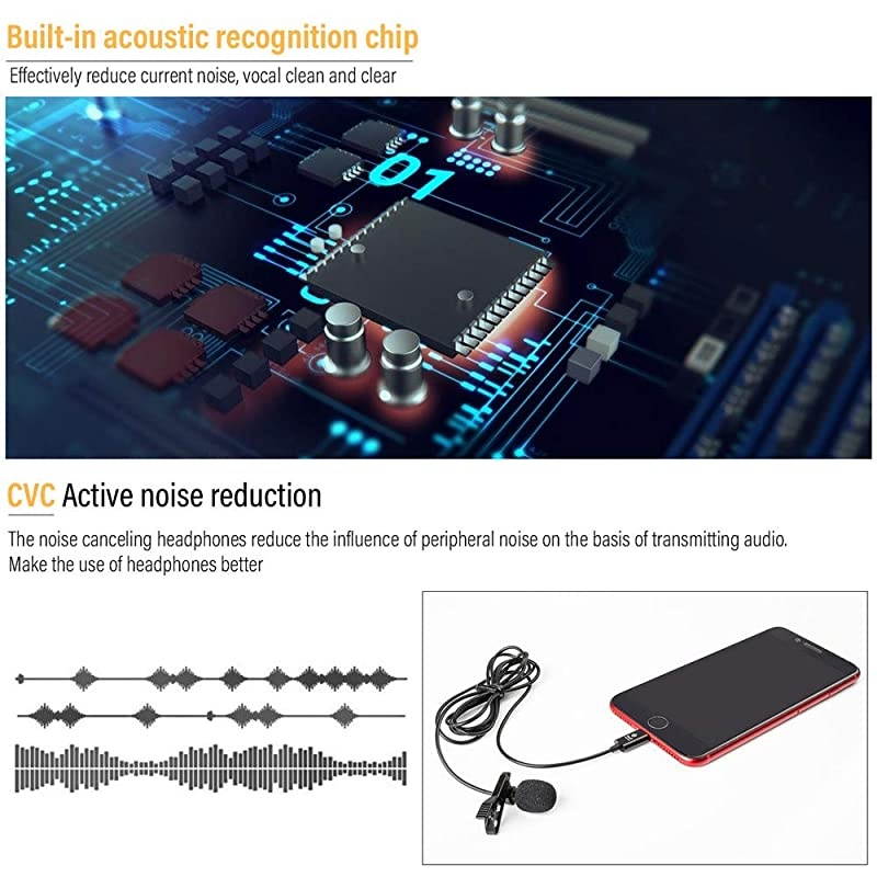 Lavalier Lapel Microphone Omnidirectional Condenser Mic for iPhone 77 plus88 plus1111 Pro11 Pro Max iPhone XXSXR YouTube Vlogging Facebook Interview Livestream Video Recording