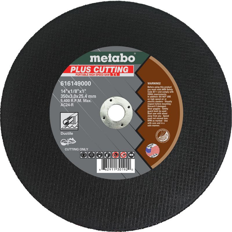 Metabo 616149000 14 in. x 1/8 in. AC24R Type 1 Cutting Wheel (10-Pack)