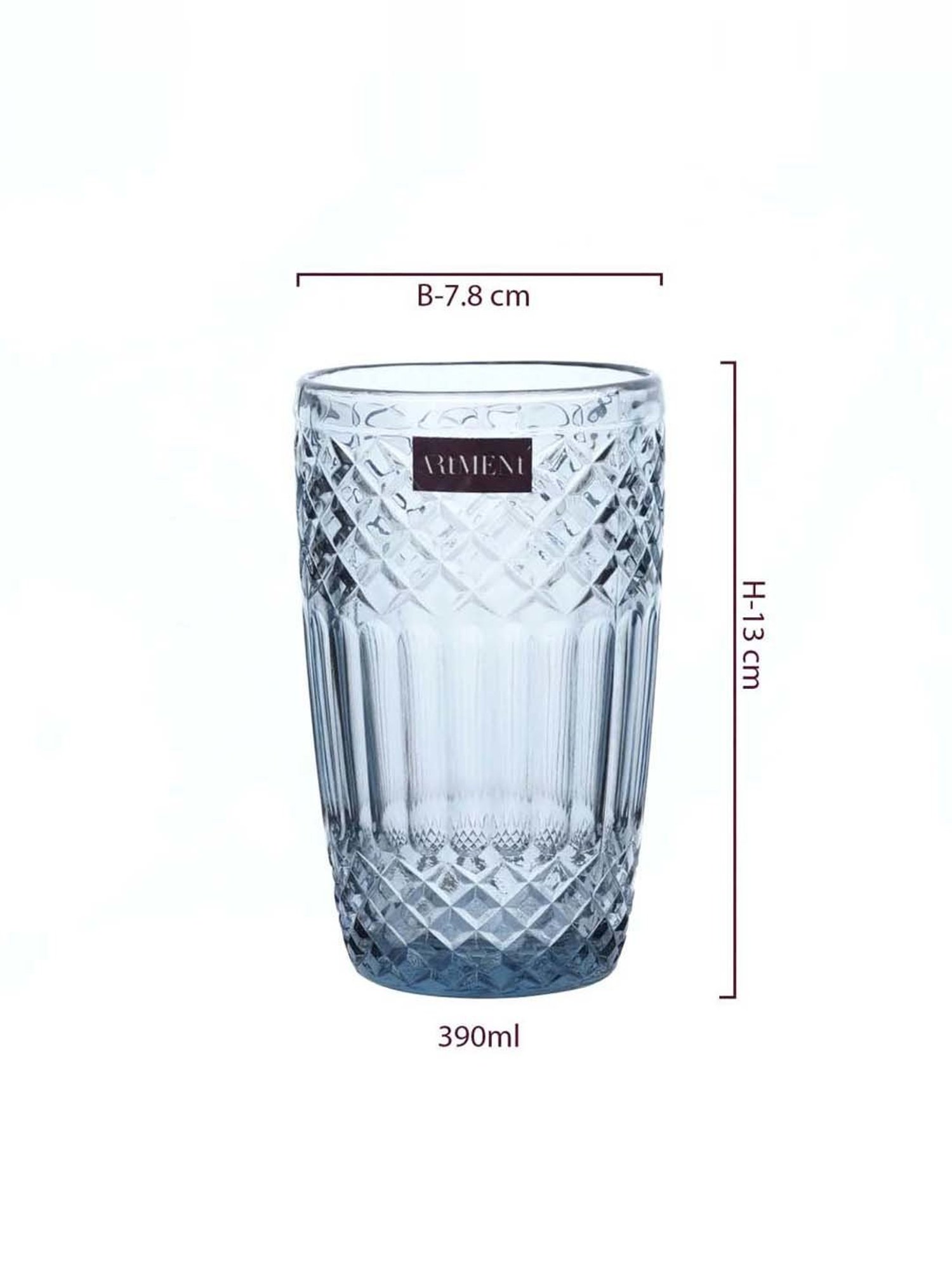 The Artment Boho Diamond Transparent Crystal Tumbler (0.39 L) - Set of 4